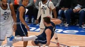 Luka Doncic flops hard against Rudy Gobert