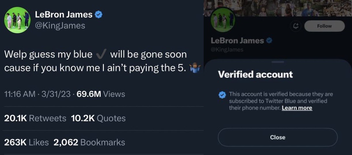 LeBron James exposed for subscribing to Twitter Blue