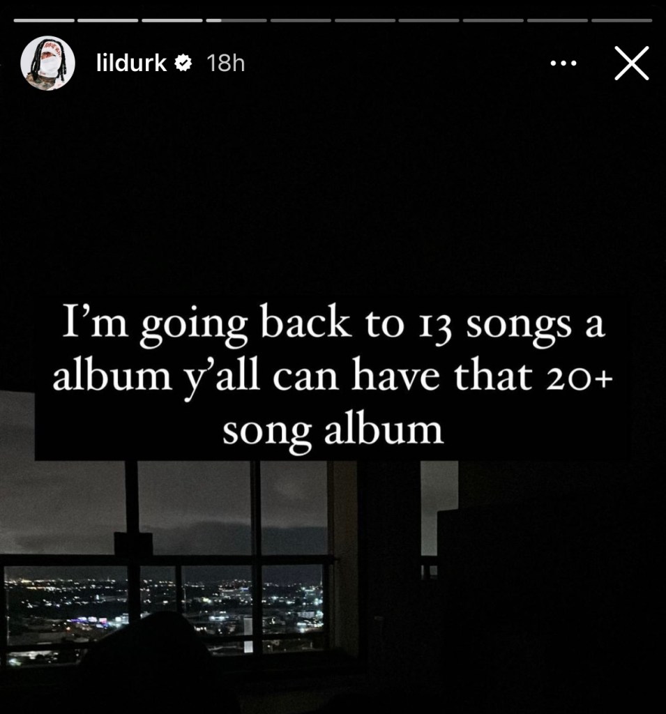 Lil Durk says he only wants to release albums with 13 songs