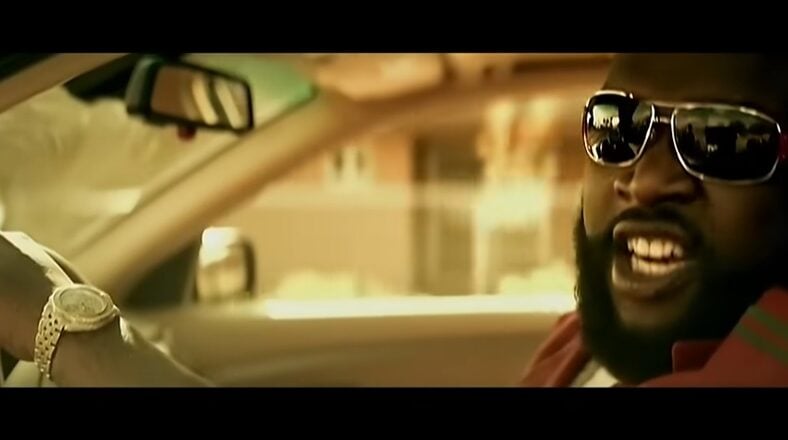 Rick Ross in the video for "Hustlin,'" the song that put him on the map.