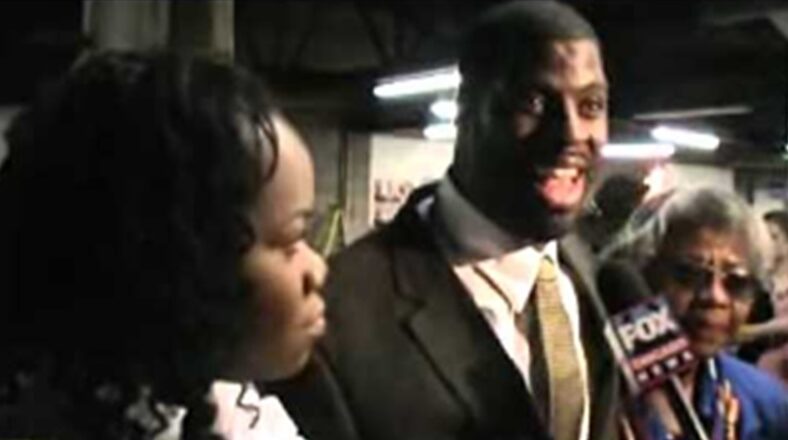 Rhymefest with his wife and grandmother on August 5, 2011, before the results of his alderman election came in.