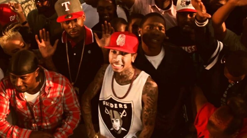 YG and Tyga in the "Bitches Ain't Shit" music video with Nipsey Hussle.