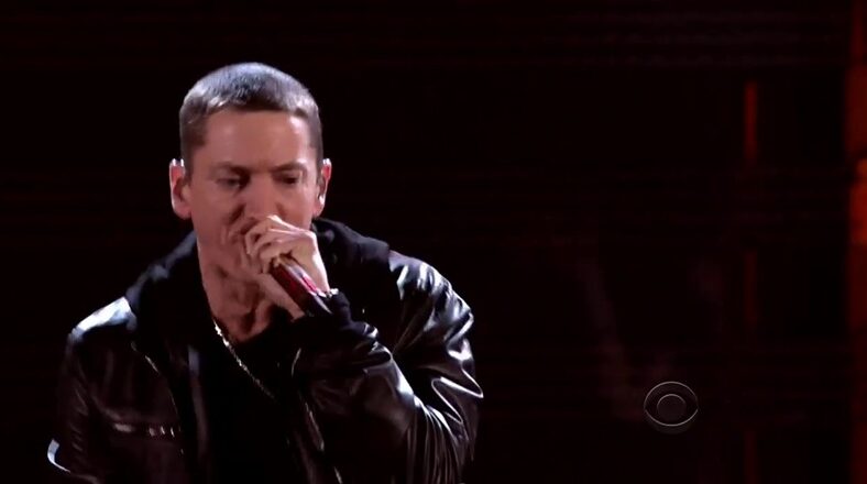Eminem performing at the 2011 Grammys, now named as Rolling Stone's King of Hip-Hop.