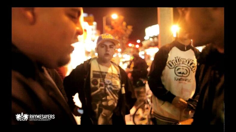 The Alchemist and Krondon talking at Evidence's "Cats & Dogs" album release party in LA.