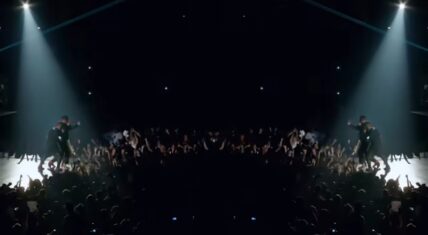 Jay-Z and Kanye West performance in Los Angeles clip in Niggas in Paris music video