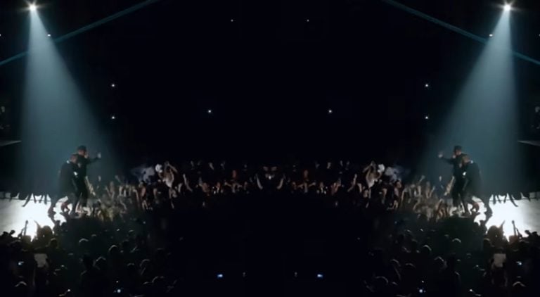 Jay-Z and Kanye West performance in Los Angeles clip in Niggas in Paris music video
