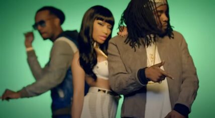 Wale, Nicki Minaj, and Juicy J in the "Clappers" music video.