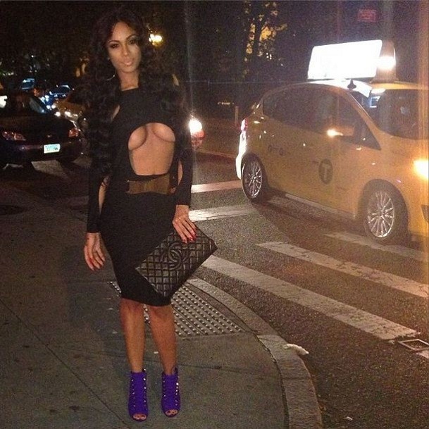 Erica Mena black dress