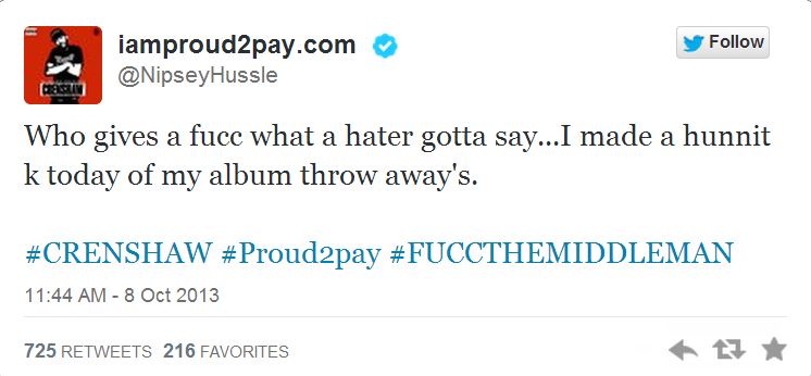 Nipsey Hussle tweet Crenshaw