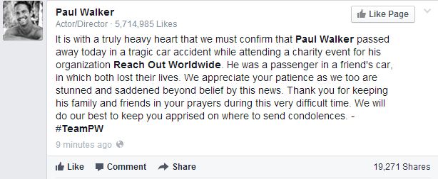 Paul Walker FB