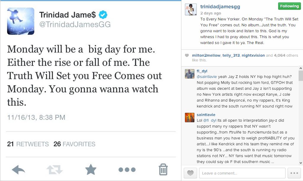 Trinidad James IG post