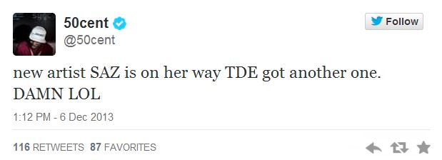 50 Cent tweet SZA