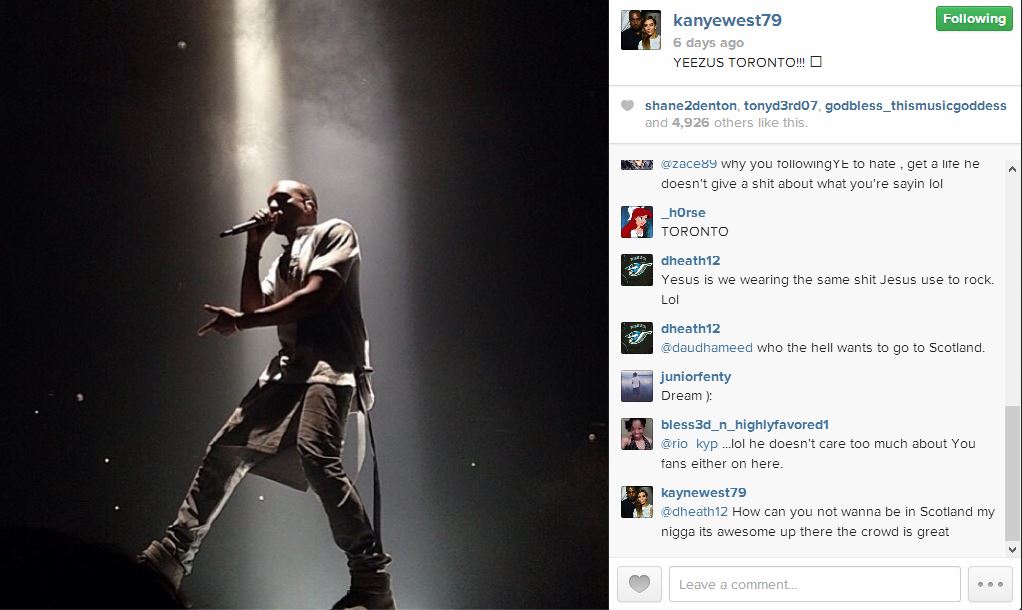 Kanye West IG Scotland