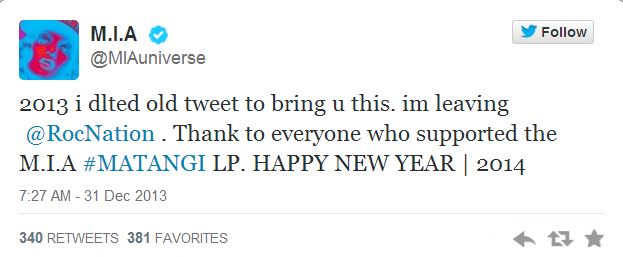 M.I.A. tweet