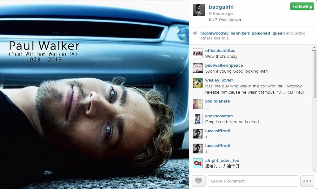 Rihanna Paul Walker