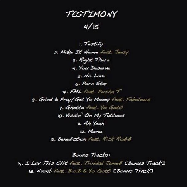 Testimony track listing