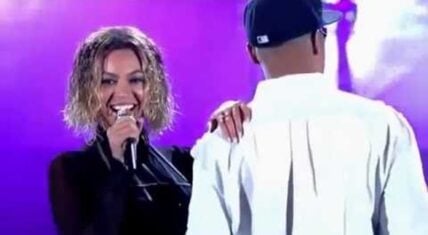 Beyoncé and Jay-Z performing "Drunk in Love" at the Grammys.