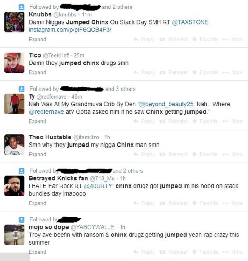 Chinx jumped tweet 1