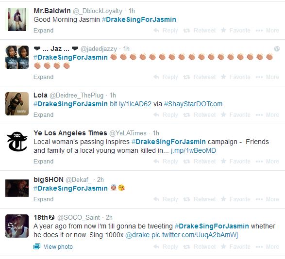 Drakesingforjasmintweet11