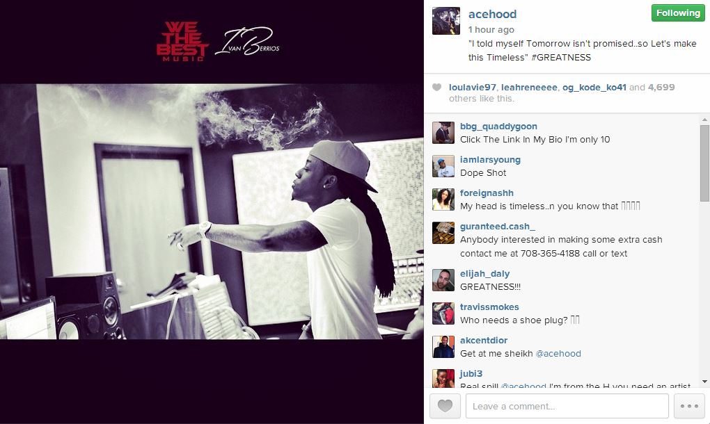 Ace Hood IG positivity