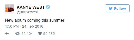 Kanyesummeralbumtweet