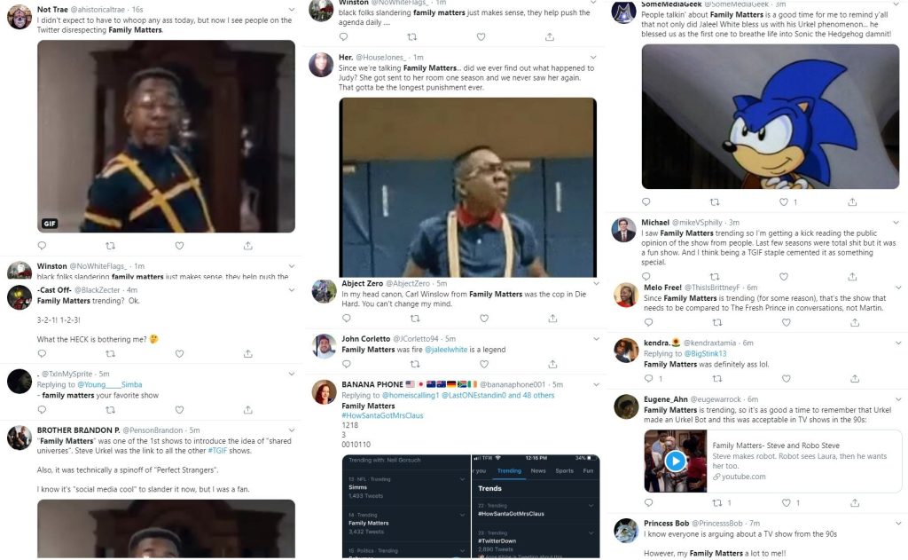 Fans on Twitter debate the Family Matters sitcom