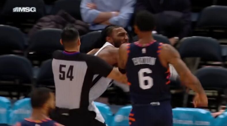 Elfrid Payton and Jae Crowder fight, after Payton shoves Crowder