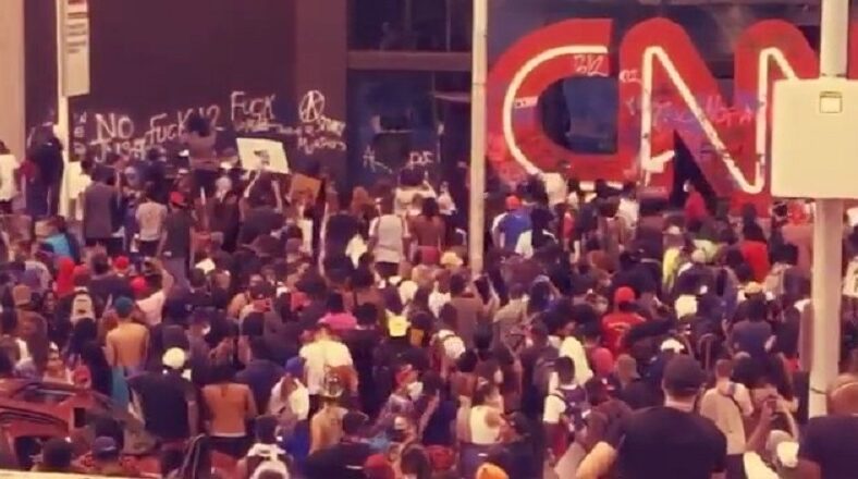The CNN headquarters, in Atlanta, are under attack by protesters.