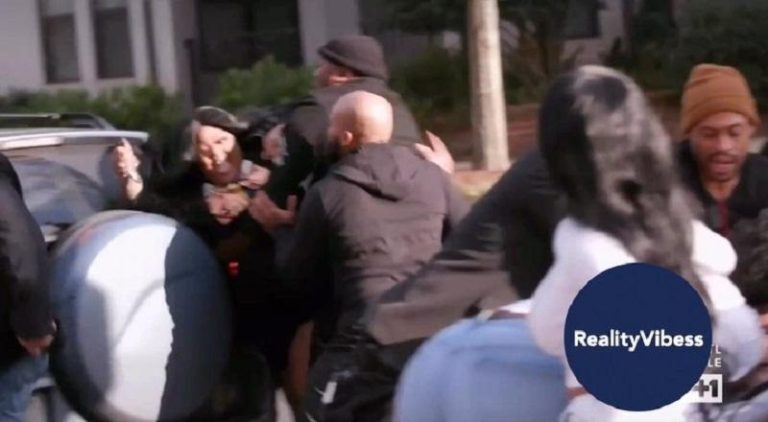LightskinKeisha continued the fight with Akbar V, which began inside Spice's event, into the parking lot. When Akbar V drove off, Keisha was behind her, jumping out of the car to attack Akbar V. Toyko Vanity was right behind her, but security left her restrained, on the "Love & Hip Hop Atlanta" season nine finale.