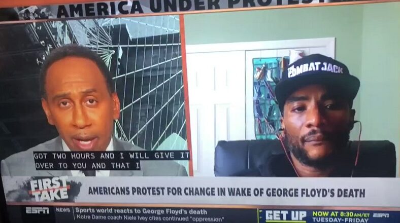 Charlamagne Tha God spoke with Stephen A. Smith, on ESPN's "First Take," this morning. Their conversation was about the rioting in America, due to the George Floyd murder, in Minneapolis. Charlamagne Tha God offered his take to Stephen A. Smith, telling him nothing good will come to America, until they do right by black people.
