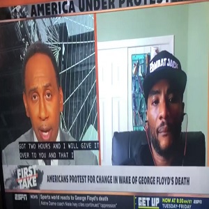 Charlamagne Tha God spoke with Stephen A. Smith, on ESPN's "First Take," this morning. Their conversation was about the rioting in America, due to the George Floyd murder, in Minneapolis. Charlamagne Tha God offered his take to Stephen A. Smith, telling him nothing good will come to America, until they do right by black people.