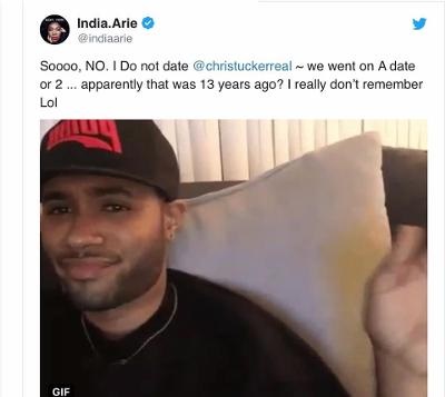India Arie finally responds to the Chris Tucker dating rumors. First, in promotion of her new music video, she made it into a joke. Later, she took to Twitter to say they went on ONE date that she didn't even remember, 13 years ago, until Twitter brought it up.