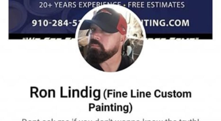 Ron Lindig, local Jacksonville, North Carolina business owner, CEO of Fine Line Custom Painting, makes racist remarks on Facebook. After a woman suggests a peaceful protest, he tells her to go back to the motherland, where she came from. After receiving backlash, Lindig responded by insulting black people, motherf*ckers and thieves.