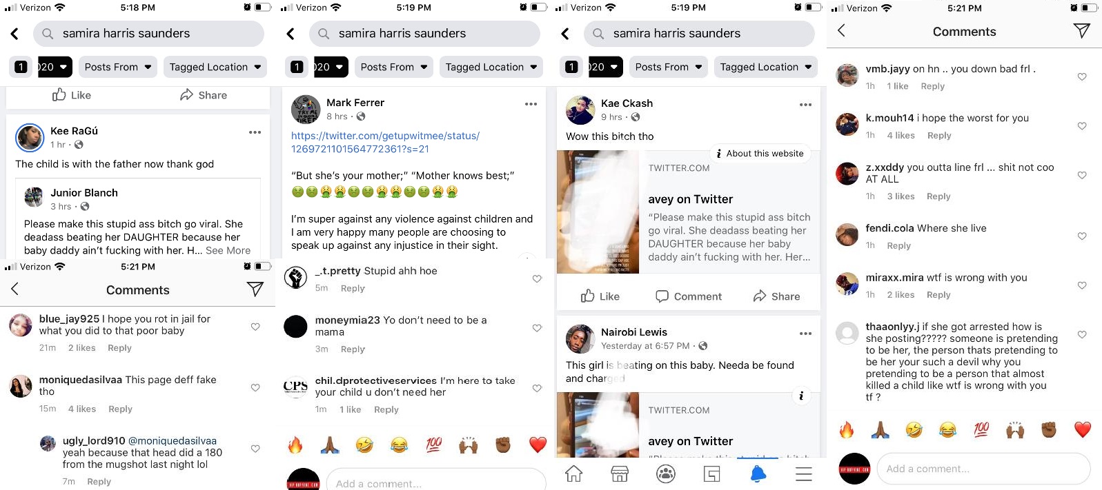 Samira Harris-Saunders is the woman who went viral, on Instagram Live, for beating her child. The young woman is a native of Fayetteville, North Carolina, and she beat her child because the child's father no longer wanted to be with her. That backlash was strong, as people dug up her personal Facebook, demanding her arrest, which has happened, as she also being dragged on Twitter, and in the Instagram comments of her alleged backup profile.