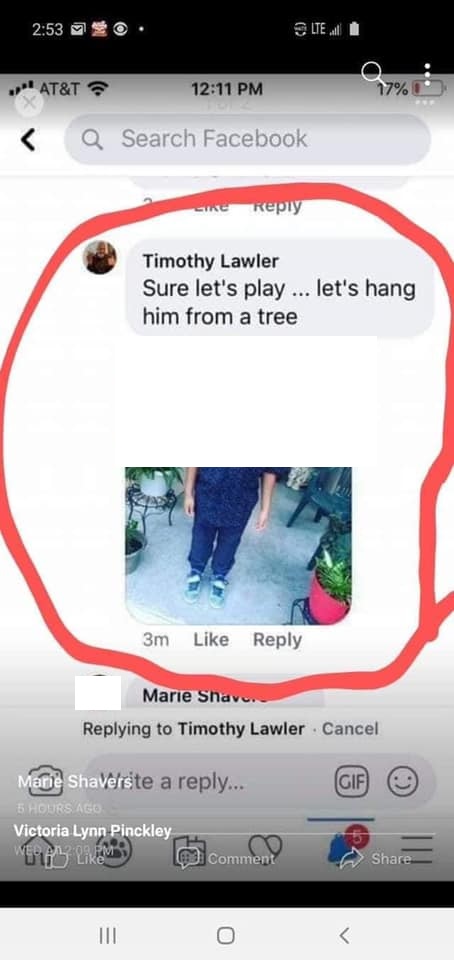 Timothy Lawler, according to his Facebook profile, is a real estate investor, who lives in Alabama. With all that is currently going on, in the wake of the George Floyd and Rayshard Brooks deaths, at the hands of the police, racial debates have taken Facebook over. Somehow, Lawler got into one of these conversations, and ended up sharing the photo of an innocent, young, black boy, and saying "let's hang him from a tree."