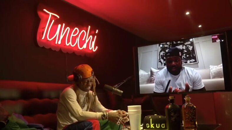 Lil Wayne interviewing 50 Cent on Young Money Radio, during controversial discussion about Black women.