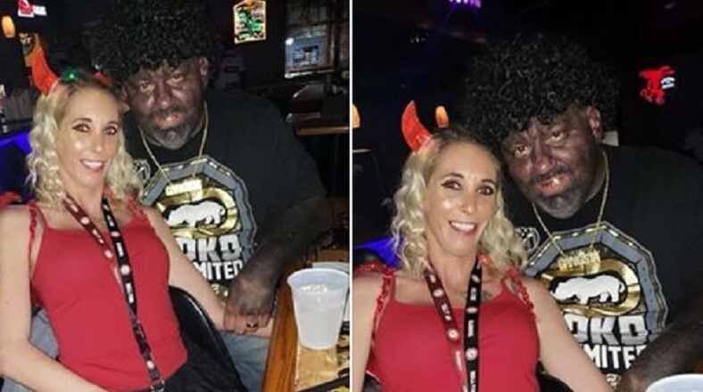 Jmusick Etheridge is, apparently, a local rap artist, in Mobile, Alabama. According to his Facebook post, Etheridge is a frequent performer at the Cowboys and Angels bar, where a lot of local rappers perform. However, Jmusick Etheridge is calling for a boycott of the club, sharing to Facebook the photos of the owner of the venue in blackface, wearing a fake afro, and having fake gold teeth.