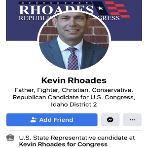 Kevin Rhoades is running for US Congress, for Idaho's Second District. A conservative Republican, Rhoades is definitely running against the establishment, and what the media is pushing. He is unconvinced about the race war, sharing memes of a dog pooping on an ANTIFA flag, saying whites have endured more racial adversity than black men in the past thirty days, alone, and also shared a meme of Jussie Smollett and Bubba Wallace, calling them "Hoax Brothers."