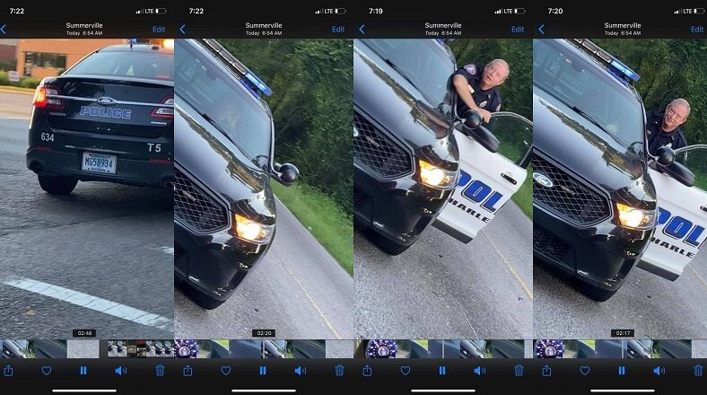 Last week, Stayvon Varner was running late for an important meeting, so he decided to pass two cars. According to his Facebook status, he was in a 45 mph zone, but he wanted to drive 50 mph. One of the cars he passed was an officer for the city of Charleston, but they were in Dorchester County, South Carolina, not in the Charleston jurisdiction. When he passed the Charleston police car, the officer began to harass him, threatening him, when he pulled him over, and then threw up the "white power" symbol, as he drove away.
