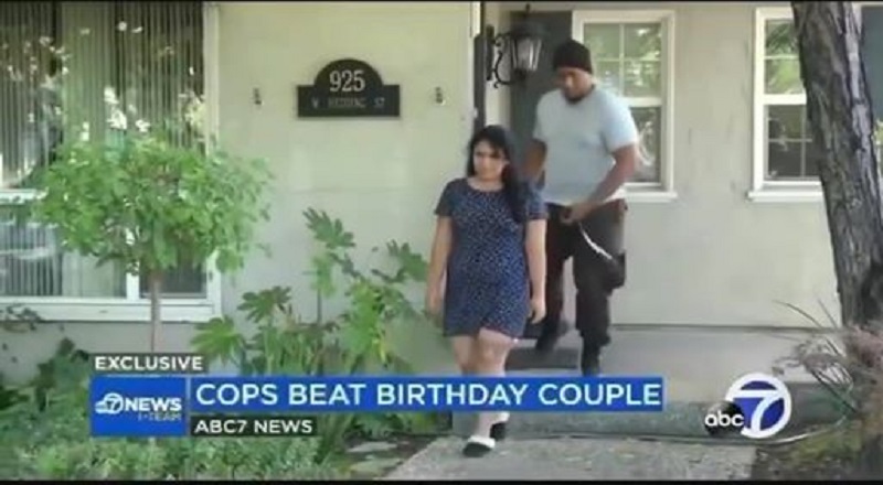 Hano Sekona shared a video on Facebook, last Friday, of a news clip of a young couple of color. The couple were celebrating the birthday of the young woman, spending a weekend at a hotel, where they were playing music. When asked by the hotel to turn their music down, they did, but the cops were still called, insisting on calling the man out, and asking for his ID, after the music was turned down, when the cops began to harass the man, the woman pulled him back in the hotel room, and slammed the door, leading the cops to ask the couple to leave, forcing them to pack their bags, and then pulled a taser gun, when they didn't pack fast enough, and then they began beating the couple, leaving them with huge swelling, and deep bruising.