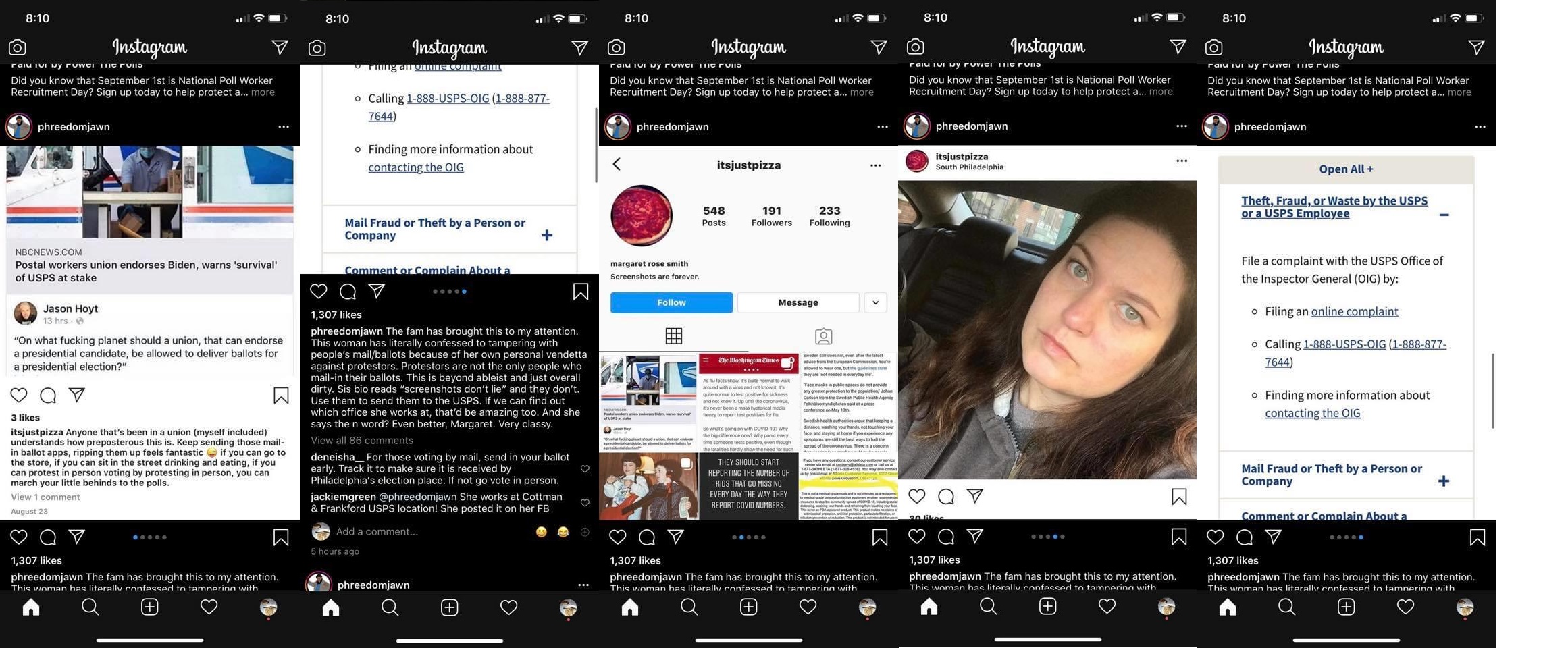 On Instagram, a postal worker for the USPS, Margaret Rose Smith, aka @itsjustpizza, is not a fan of the protesters. So, she is using her job to do some protesting of her own. On Instagram, she said she is throwing away the ballots of protesters, saying if they can protest in person, they can vote in person.