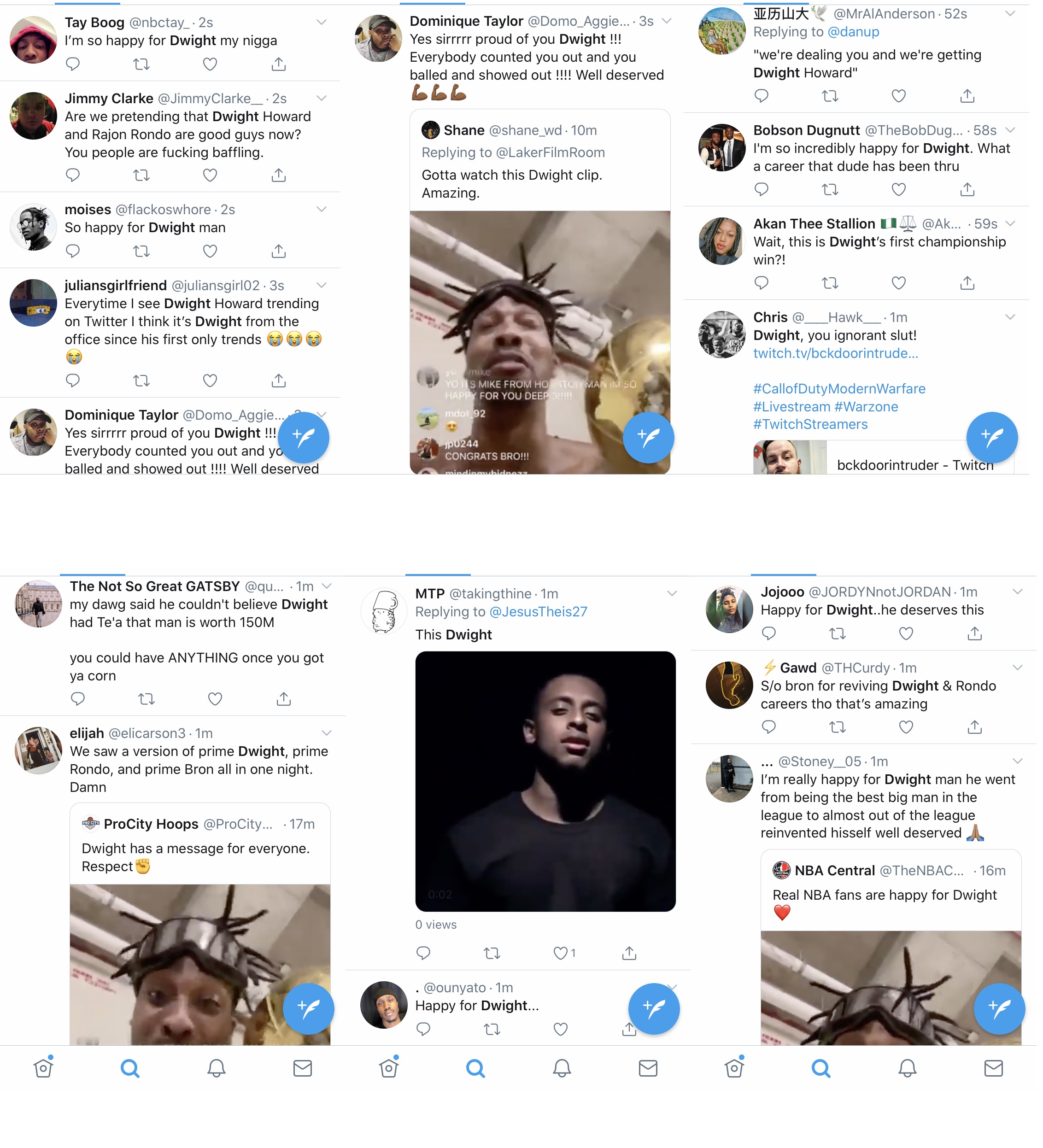 Dwight Howard is currently the top trending topic, on Twitter. Eleven years after his first NBA Finals appearance, Dwight Howard is a champion. His message about never giving up is resonating with NBA fans, as Howard was almost out of the league, earlier this season.