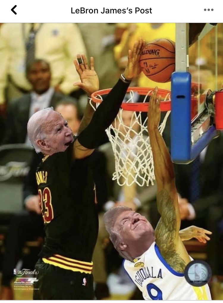 LeBron James has been embroiled in a public feud, with President Donald Trump, since the summer of 2017. As the years have gone on, Trump has become increasingly hostile towards the NBA superstar. On social media, following the confirmation of Joe Biden defeating Donald Trump, James relived his 2016 NBA Finals block, against Andre Iguodala, reimagined, with Biden's face on his own body, and Trump's face on Iguodala's body.