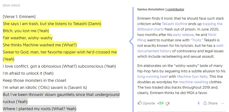 Eminem diss 6ix9ine Zeus MGK trash