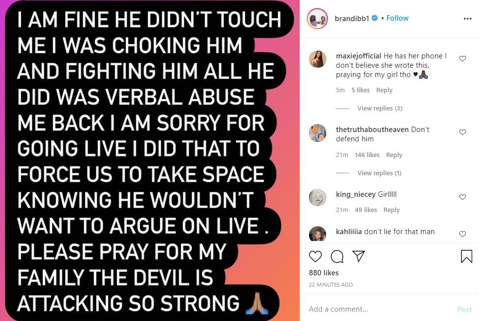 Max Lux Brandi Boyd fight IG Live #LHHH