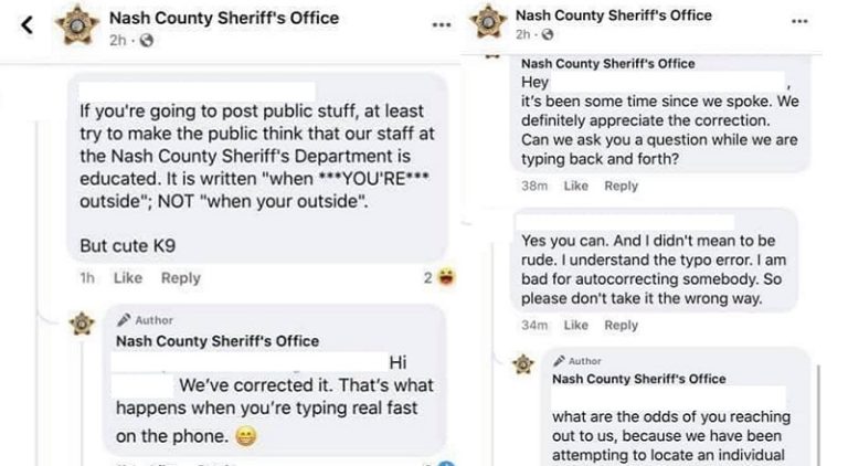 Nash County Sheriff's Office Facebook woman outstanding warrant
