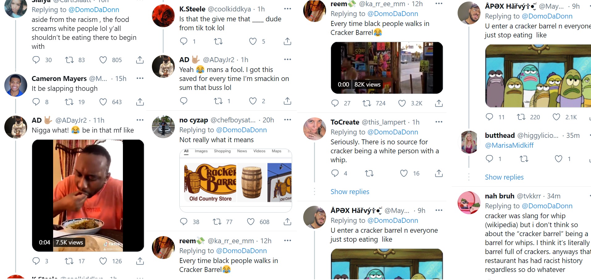Cracker Barrel whip Twitter