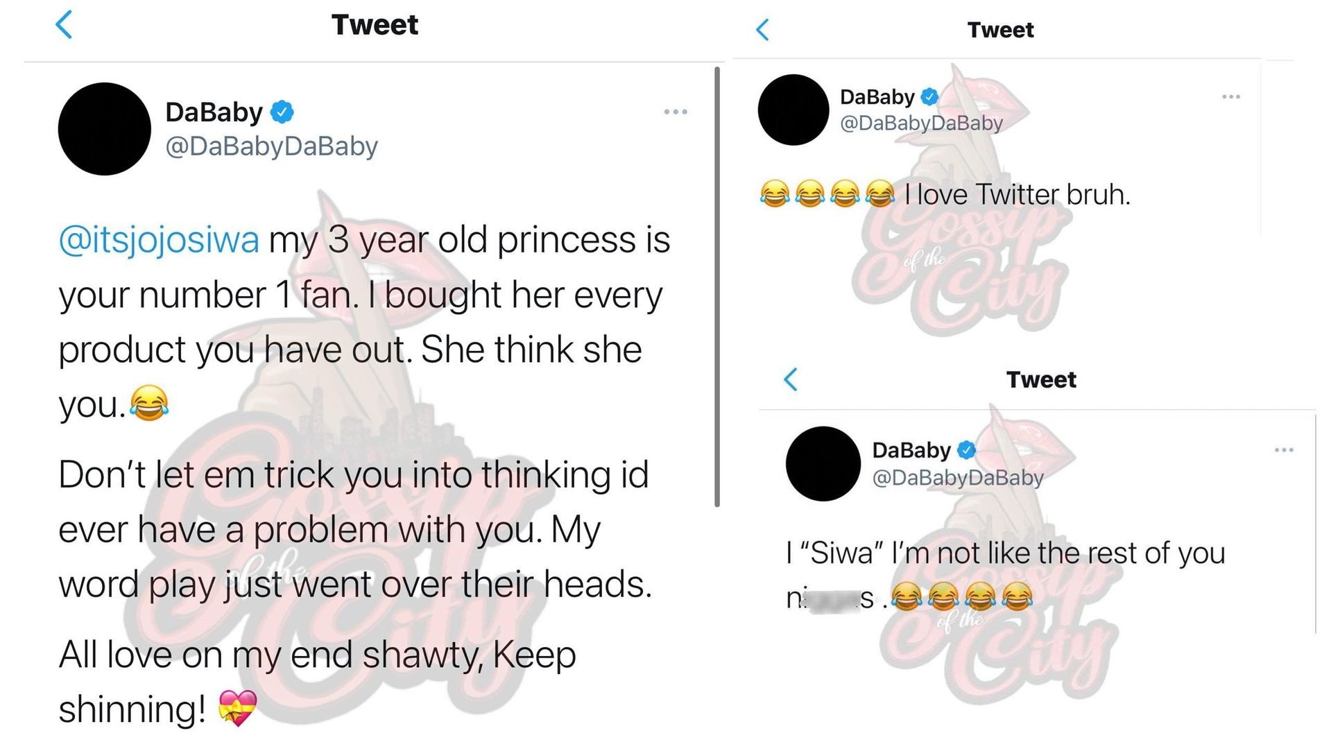 DaBaby tells Jojo Siwa he didn't diss her