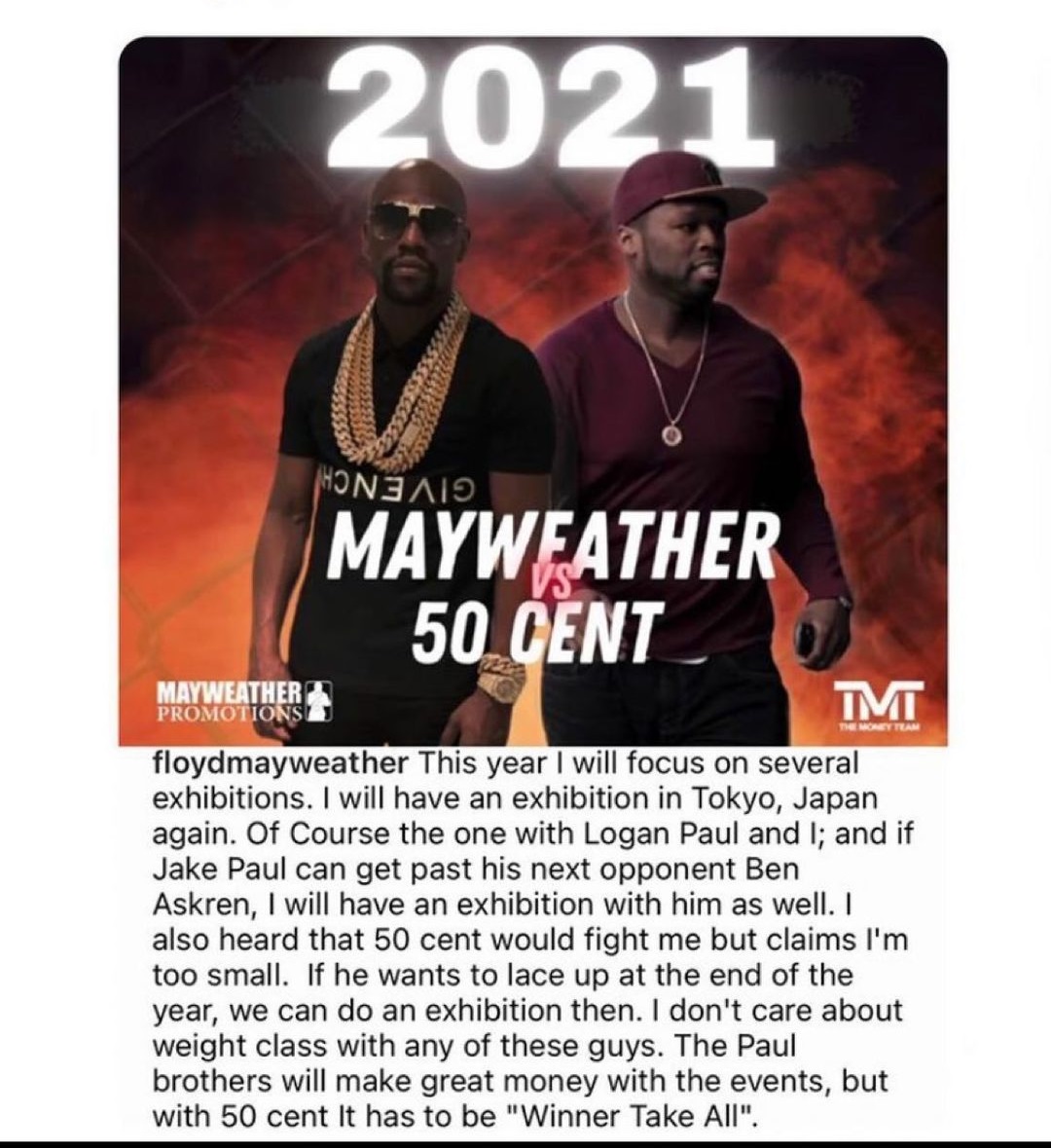 Floyd Mayweather 50 Cent exhibition boxing match