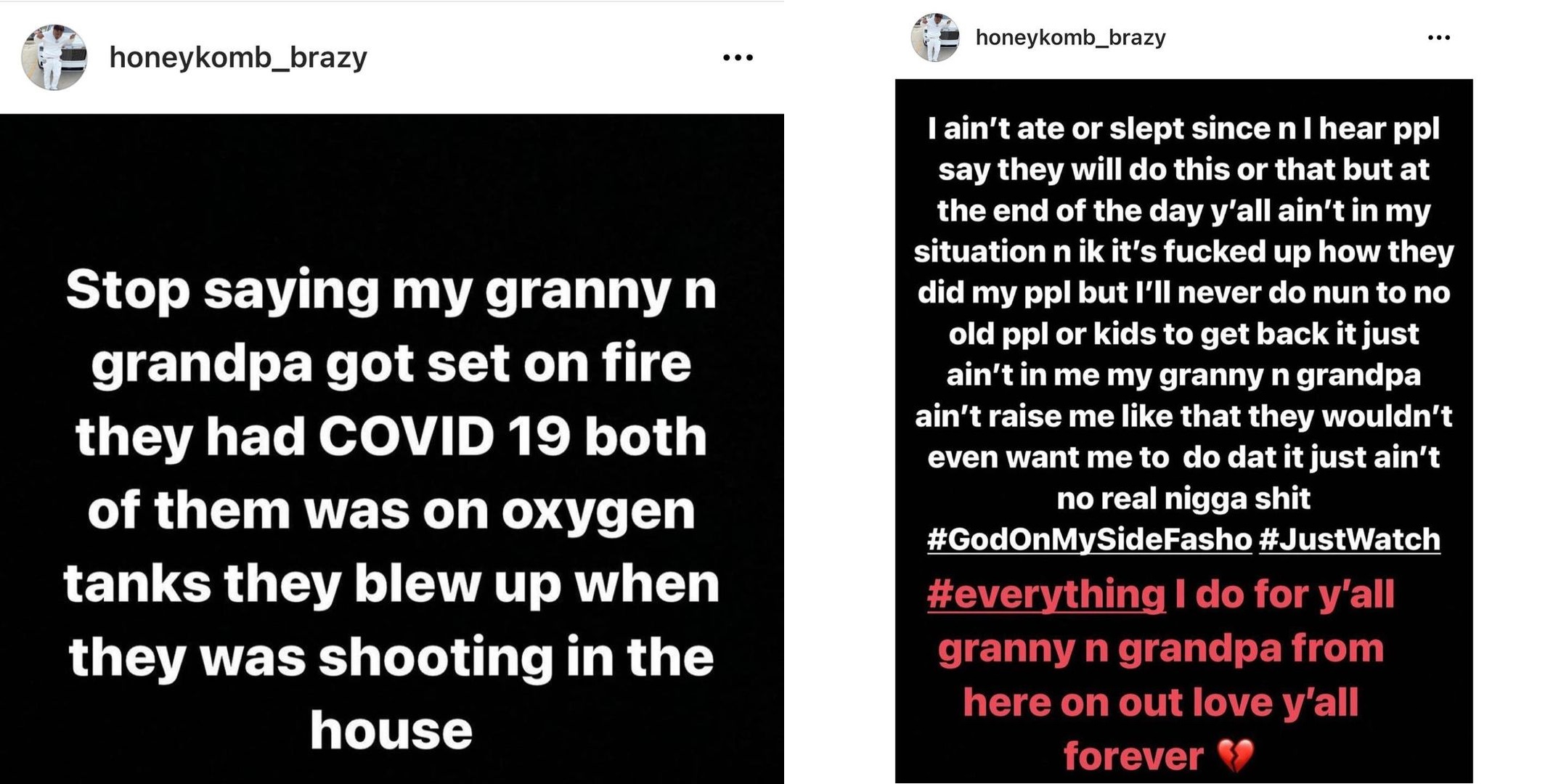Honeykomb Brazy grandparents shot killed burned alive in home